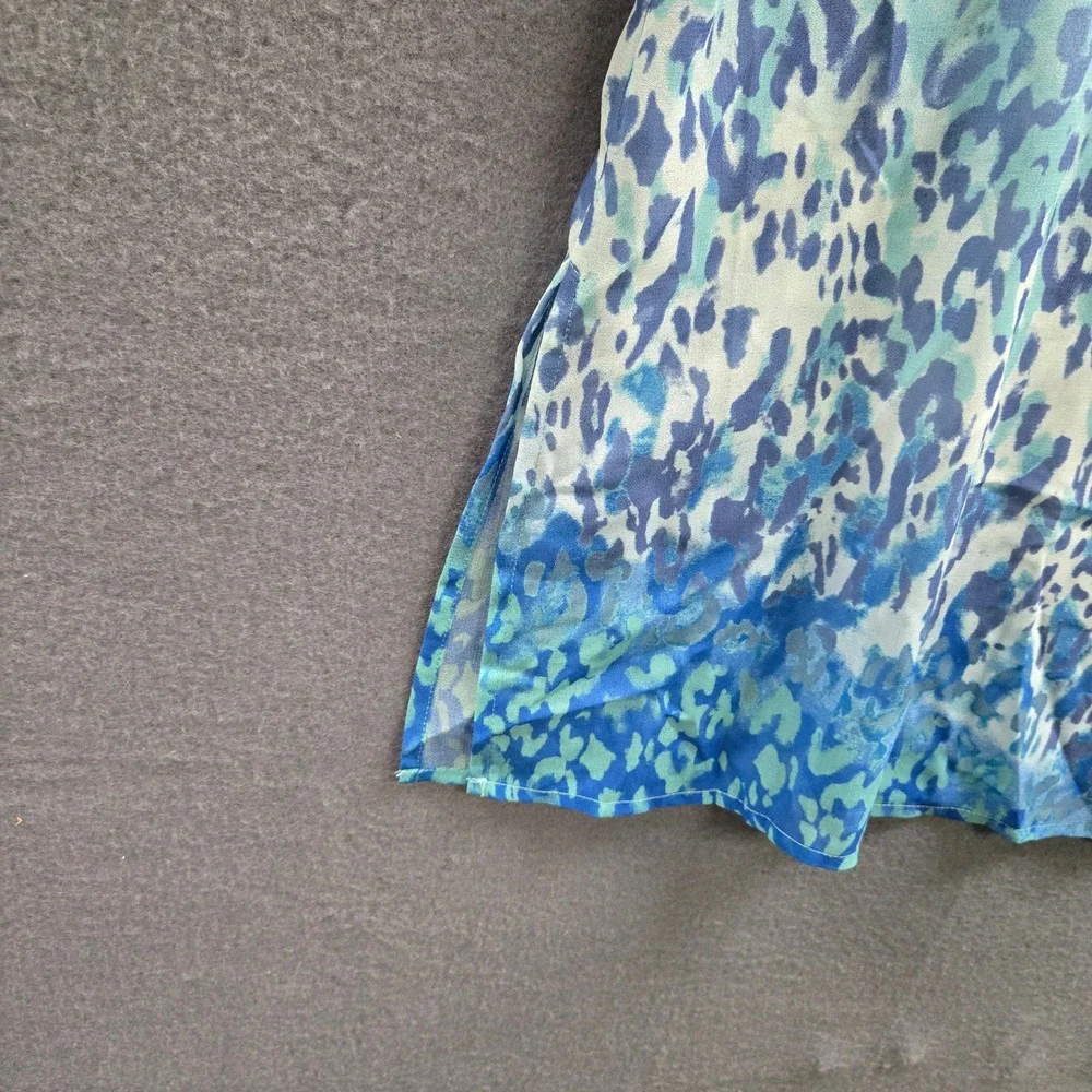 Chicos Embellished Tunic Coastal Sheer‎ Sz 3 16/18 Turquoise Blue Paisley Animal